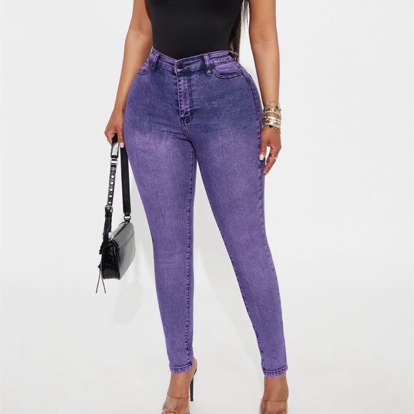 Fashion Nova Purple Washed Jeans 5 - Picture 1 of 5